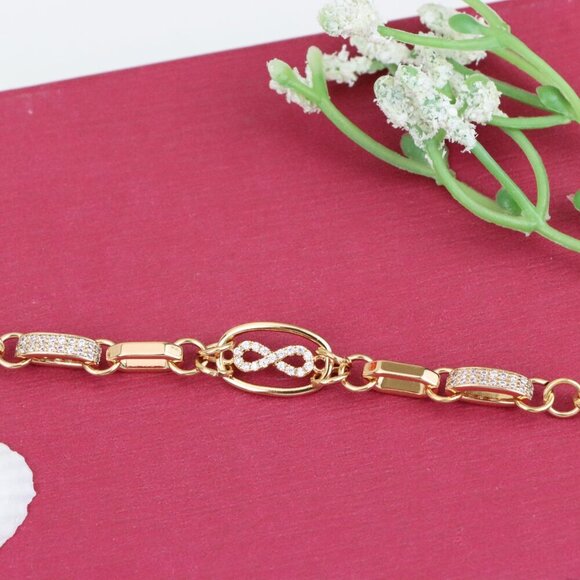 "Rose Gold Infinity Link Bracelet with Adjustable Chain, XPBL0930 - Picture 1 of 12
